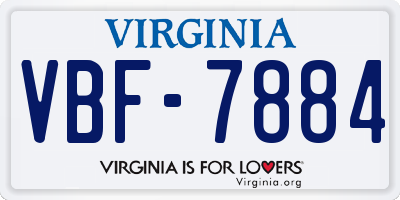 VA license plate VBF7884