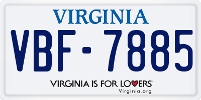 VA license plate VBF7885