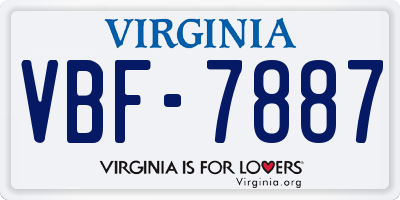 VA license plate VBF7887