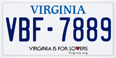 VA license plate VBF7889