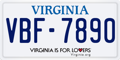 VA license plate VBF7890