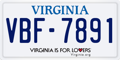 VA license plate VBF7891