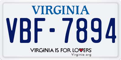 VA license plate VBF7894