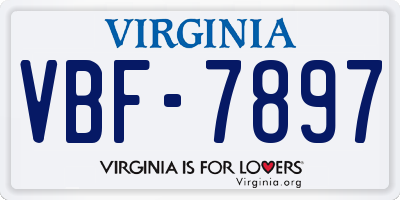 VA license plate VBF7897