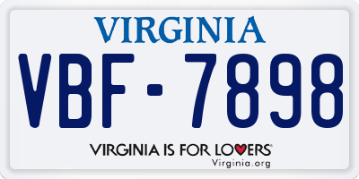 VA license plate VBF7898