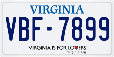 VA license plate VBF7899