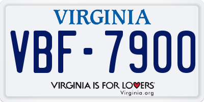 VA license plate VBF7900
