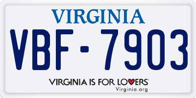 VA license plate VBF7903