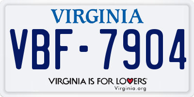 VA license plate VBF7904