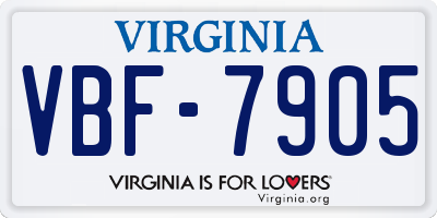 VA license plate VBF7905