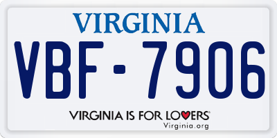 VA license plate VBF7906