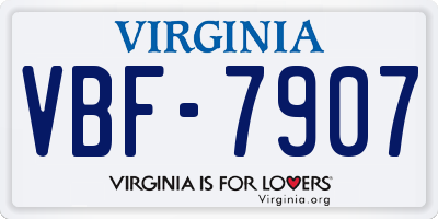 VA license plate VBF7907