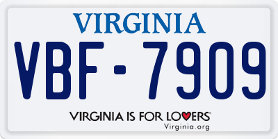 VA license plate VBF7909