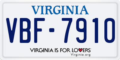 VA license plate VBF7910