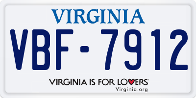 VA license plate VBF7912