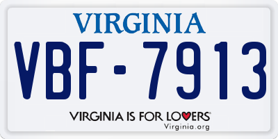 VA license plate VBF7913