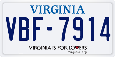VA license plate VBF7914