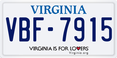 VA license plate VBF7915