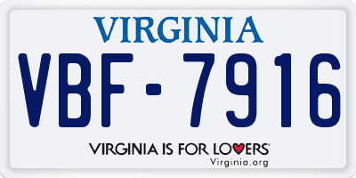 VA license plate VBF7916