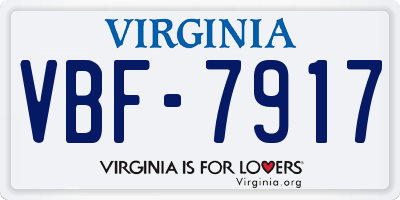VA license plate VBF7917