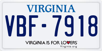 VA license plate VBF7918
