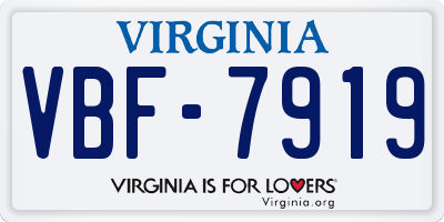 VA license plate VBF7919