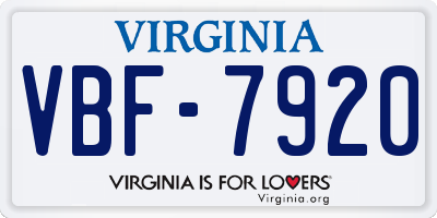 VA license plate VBF7920