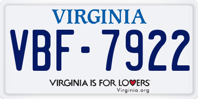VA license plate VBF7922