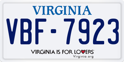 VA license plate VBF7923