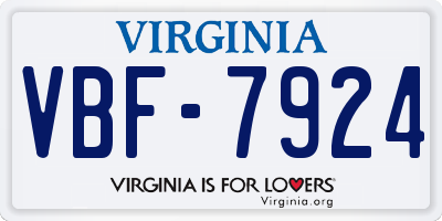 VA license plate VBF7924