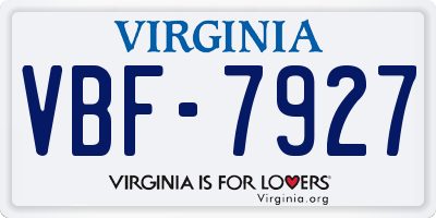 VA license plate VBF7927