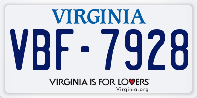 VA license plate VBF7928