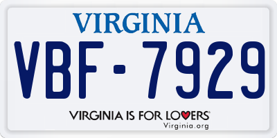 VA license plate VBF7929