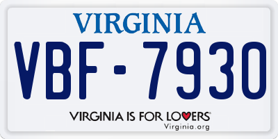 VA license plate VBF7930