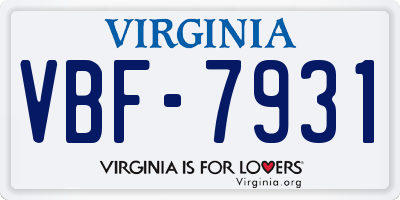 VA license plate VBF7931