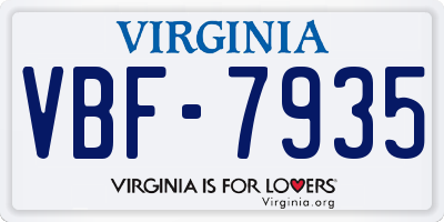VA license plate VBF7935