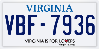VA license plate VBF7936