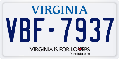 VA license plate VBF7937