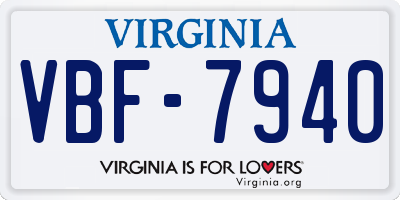 VA license plate VBF7940