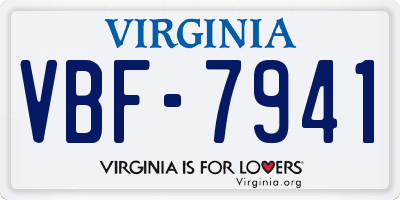 VA license plate VBF7941