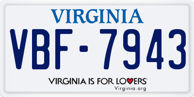 VA license plate VBF7943