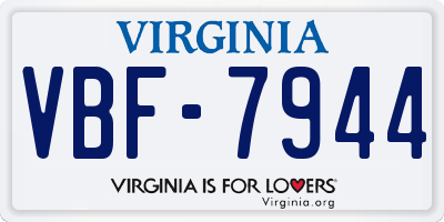VA license plate VBF7944
