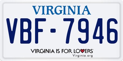 VA license plate VBF7946