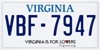 VA license plate VBF7947
