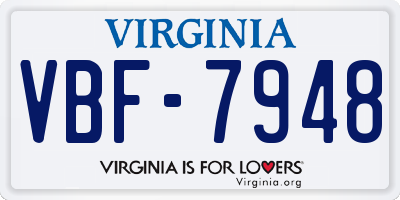 VA license plate VBF7948