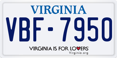 VA license plate VBF7950