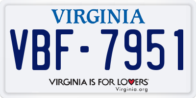VA license plate VBF7951