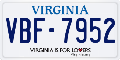 VA license plate VBF7952