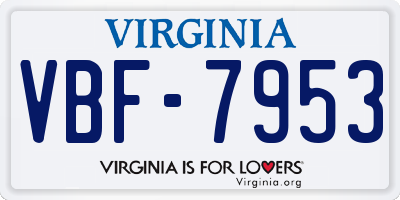 VA license plate VBF7953
