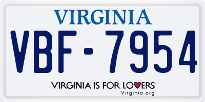 VA license plate VBF7954